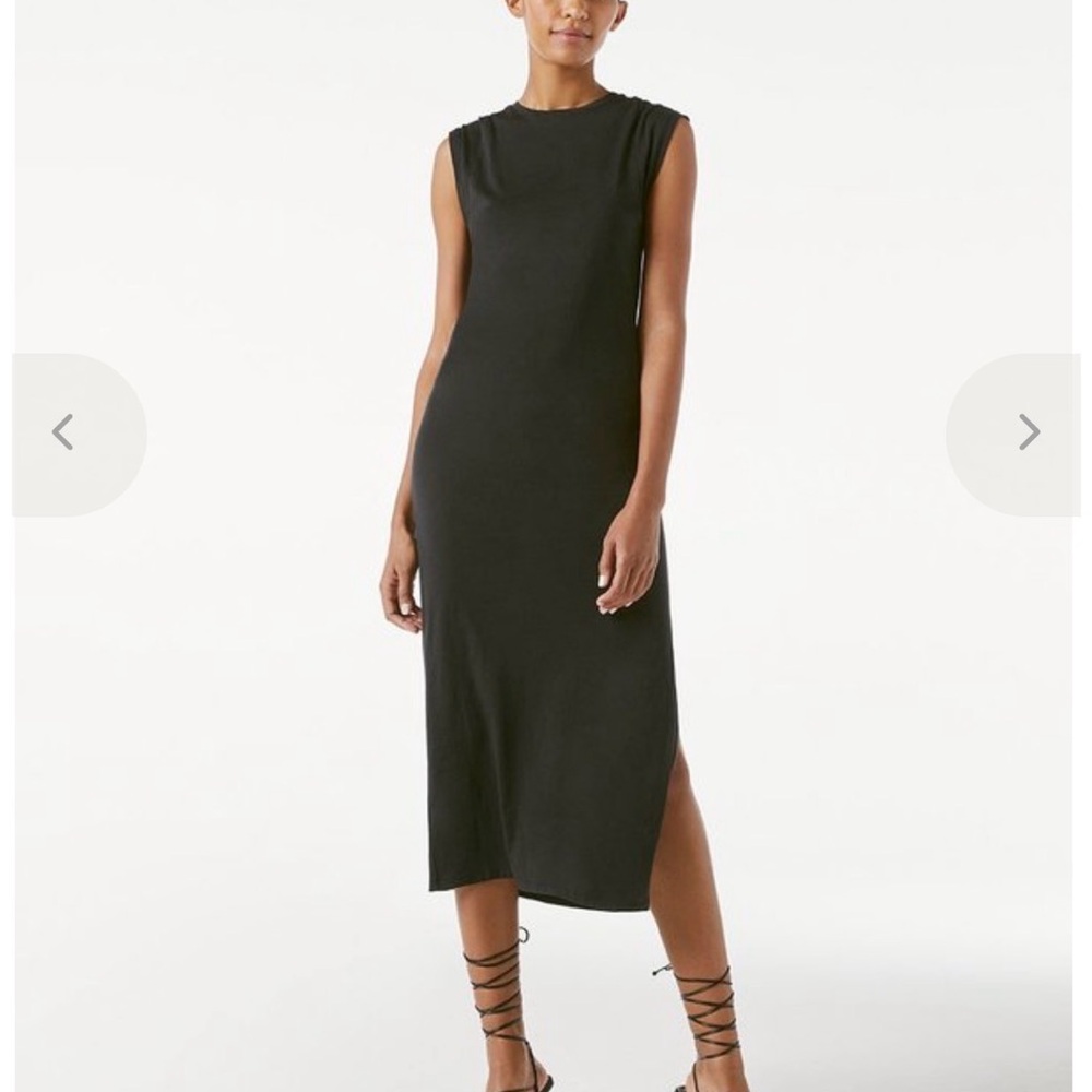 FRAME Denim Le Muscle Cap Sleeve Black Cotton Maxi Dress L Minimalist Capsule